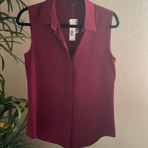 Theory button sleeveless blouse